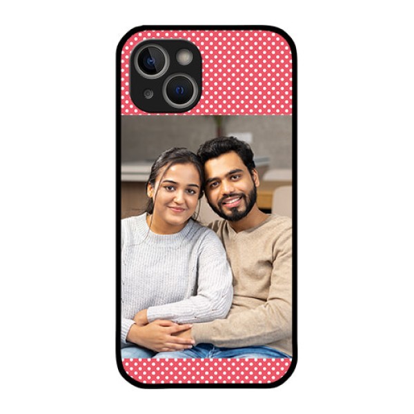 iPhone 14 Plus Custom Glass Phone Case - White Dotted Design