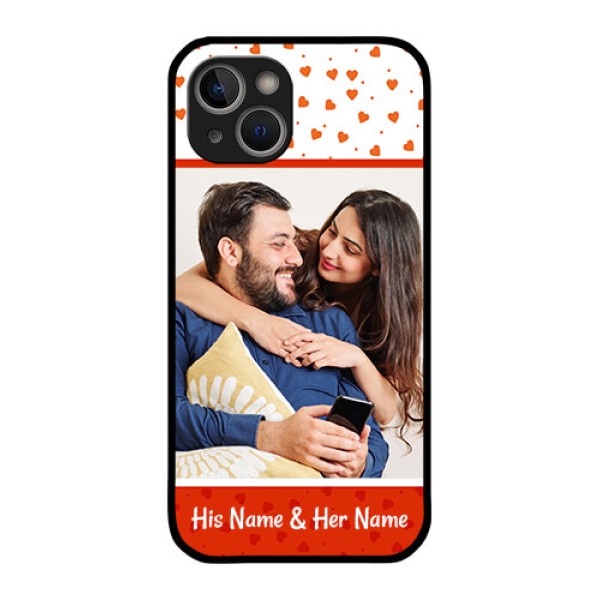 iPhone 14 Plus Custom Glass Phone Case - Orange Love Symbol Design iPhone 14 Plus Custom Glass Phone Case - Orange Love Symbol Design