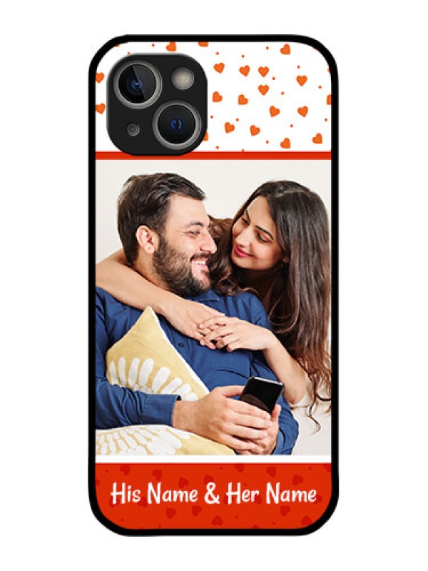 Custom iPhone 14 Plus Custom Glass Phone Case - Orange Love Symbol Design