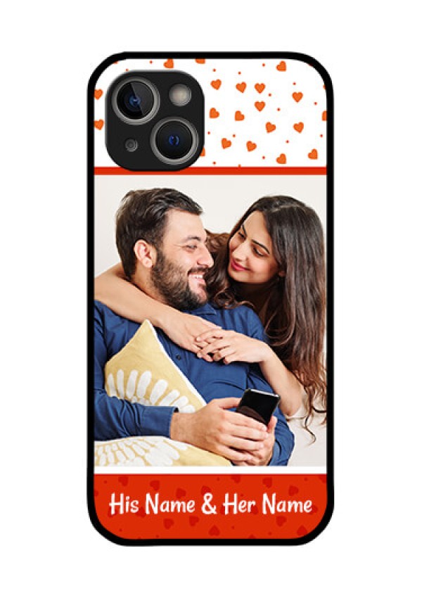 iPhone 14 Plus Custom Glass Phone Case - Orange Love Symbol Design