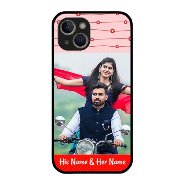 iPhone 14 Plus Personalized Glass Phone Case - Red Pattern Case Design iPhone 14 Plus Personalized Glass Phone Case - Red Pattern Case Design