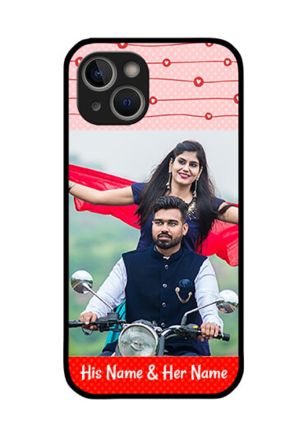 iPhone 14 Plus Personalized Glass Phone Case - Red Pattern Case Design