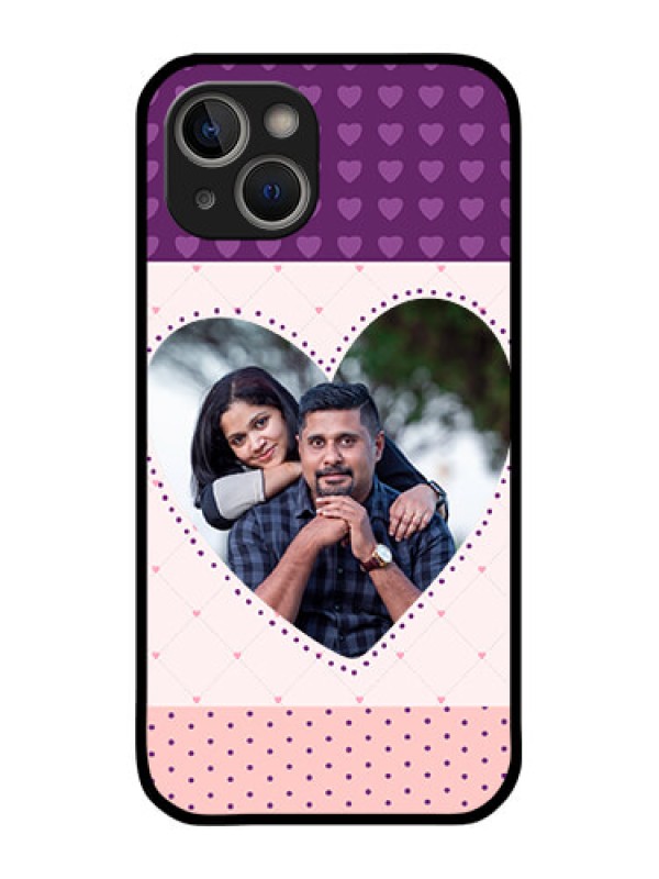 Custom iPhone 14 Plus Custom Glass Phone Case - Violet Love Dots Design