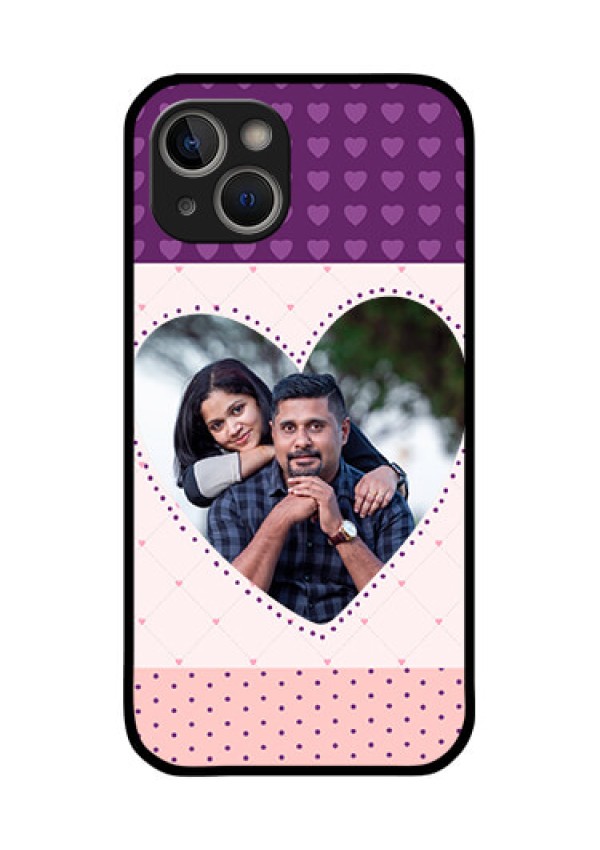 iPhone 14 Plus Custom Glass Phone Case - Violet Love Dots Design