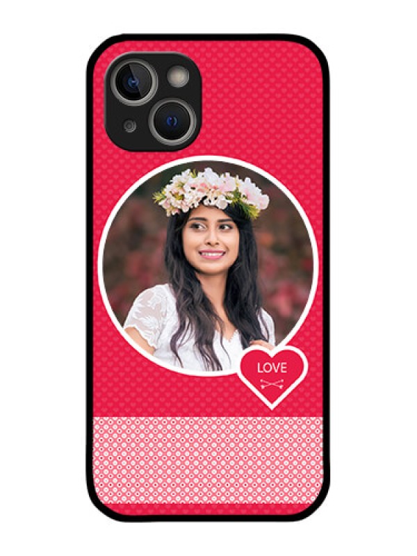Custom iPhone 14 Plus Personalised Glass Phone Case - Pink Pattern Design