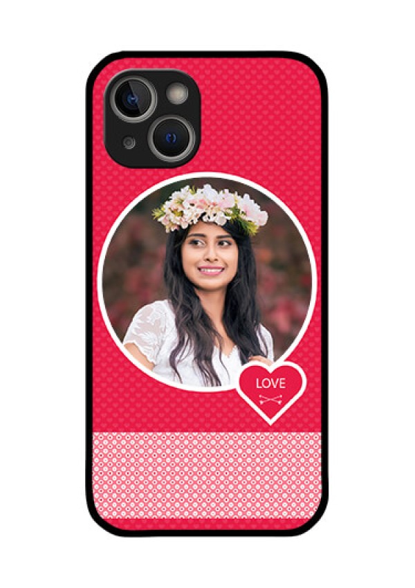iPhone 14 Plus Personalised Glass Phone Case - Pink Pattern Design