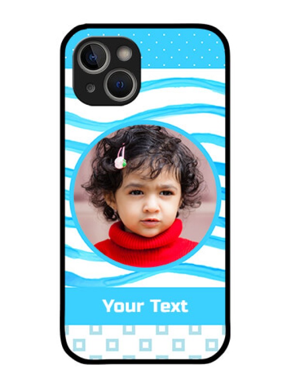 Custom iPhone 14 Plus Custom Glass Phone Case - Simple Blue Case Design