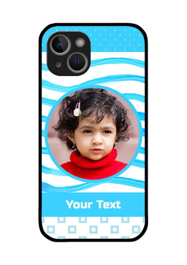 iPhone 14 Plus Custom Glass Phone Case - Simple Blue Case Design