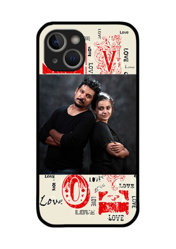 iPhone 14 Plus Photo Printing on Glass Case - Trendy Love Design Case
