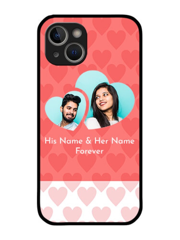 Custom iPhone 14 Plus Personalized Glass Phone Case - Couple Pic Upload Design