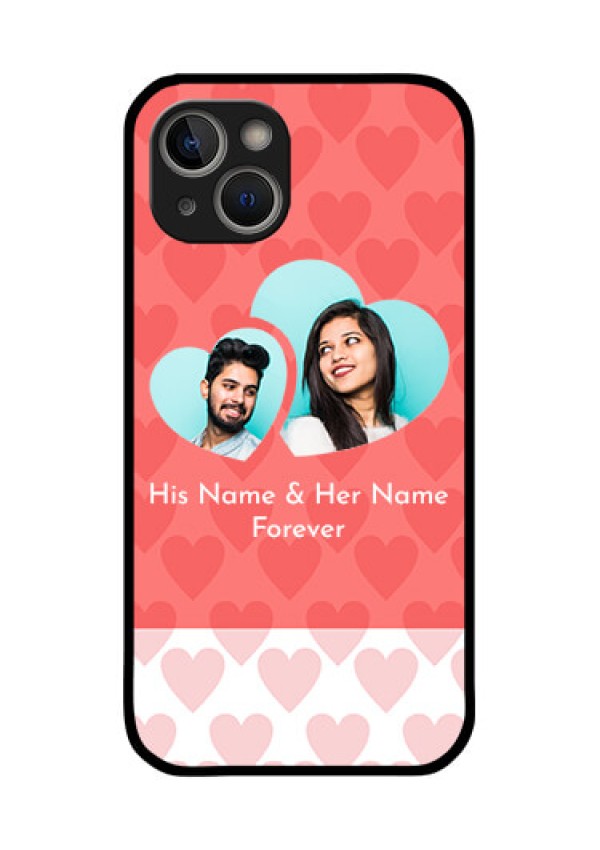 iPhone 14 Plus Personalized Glass Phone Case - Couple Pic Upload Design