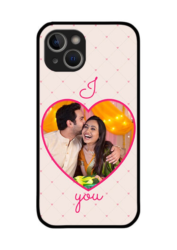 iPhone 14 Plus Custom Glass Mobile Case - Heart Shape Design