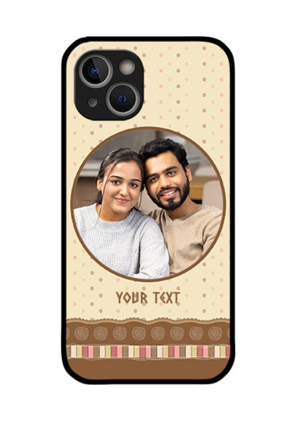 iPhone 14 Plus Custom Glass Mobile Case - Brown Dotted Mobile Case Design