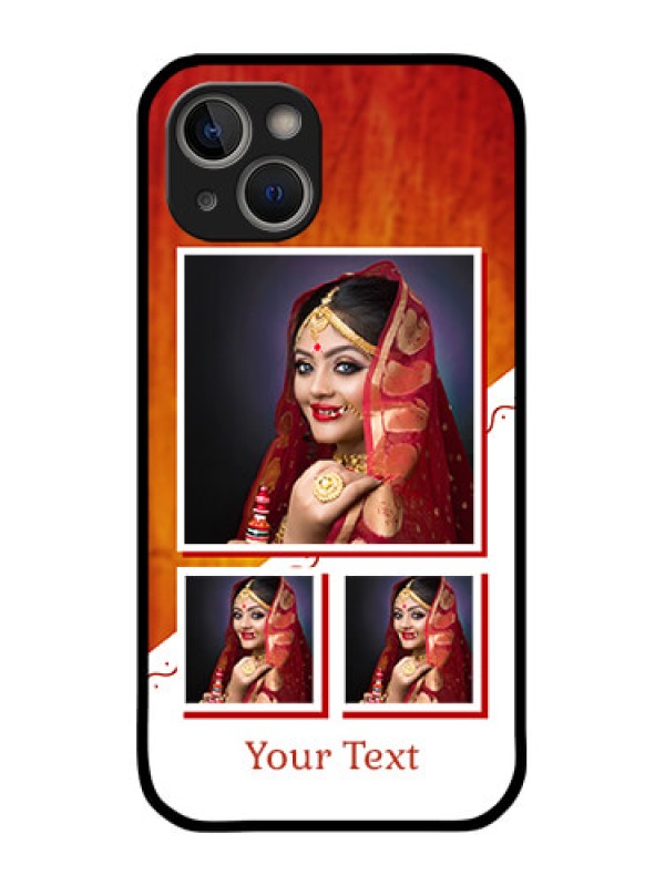 Custom iPhone 14 Plus Custom Glass Phone Case - Wedding Memories Design