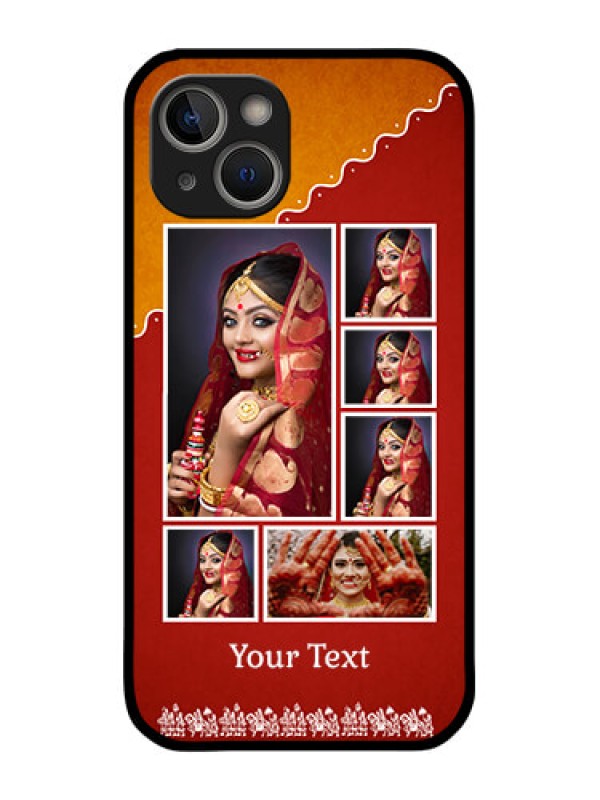 Custom iPhone 14 Plus Personalized Glass Phone Case - Wedding Pic Upload Design