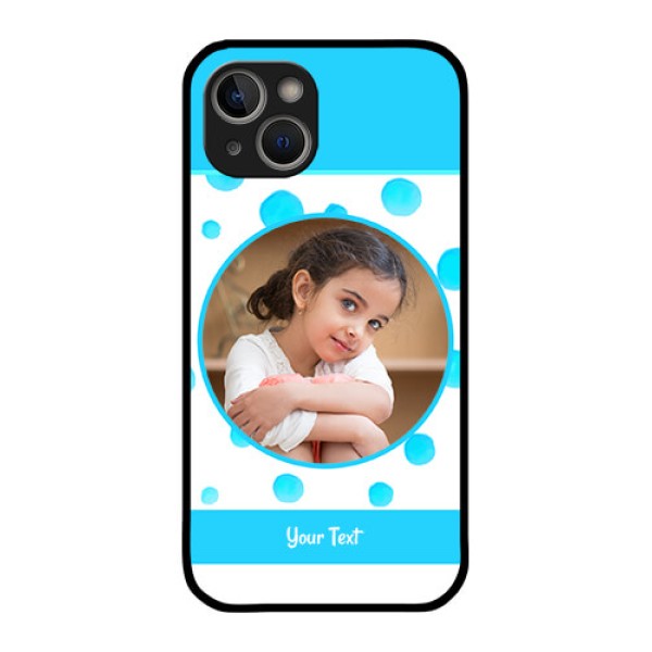 iPhone 14 Plus Photo Printing on Glass Case - Blue Bubbles Pattern Design iPhone 14 Plus Photo Printing on Glass Case - Blue Bubbles Pattern Design