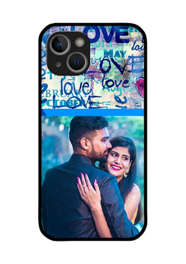 iPhone 14 Plus Custom Glass Mobile Case - Colorful Love Design