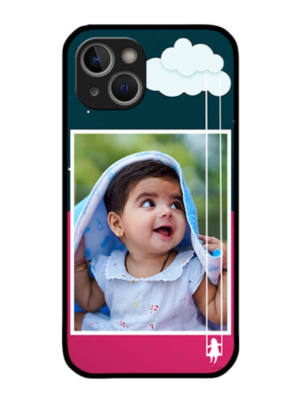 Custom iPhone 14 Plus Custom Glass Phone Case - Cute Girl with Cloud Design