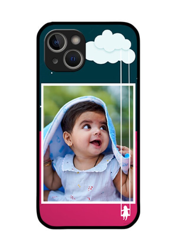 iPhone 14 Plus Custom Glass Phone Case - Cute Girl with Cloud Design