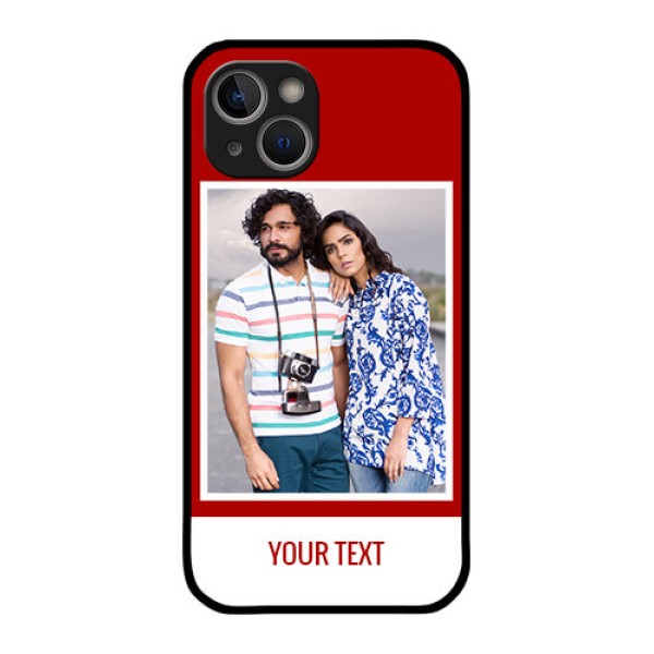 iPhone 14 Plus Personalized Glass Phone Case - Simple Red Color Design