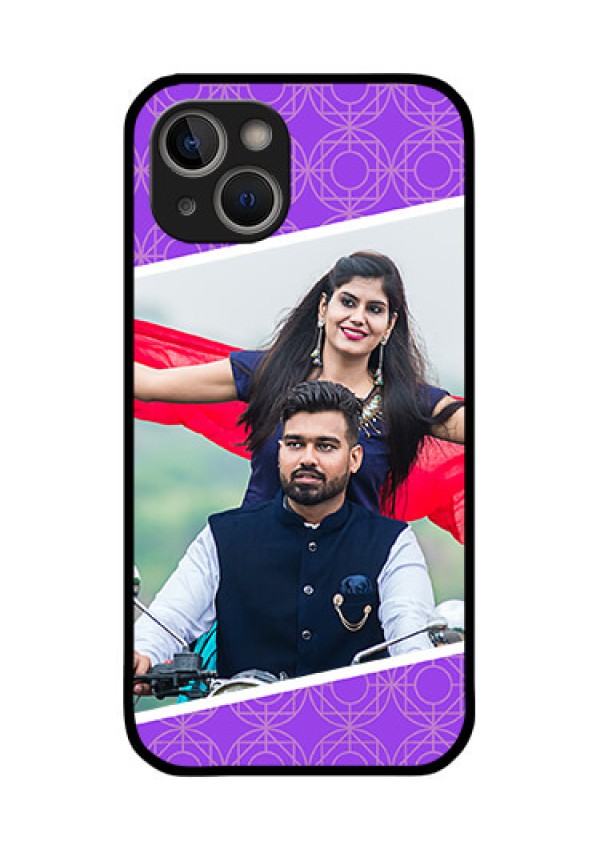 iPhone 14 Plus Custom Glass Phone Case - Violet Pattern Design