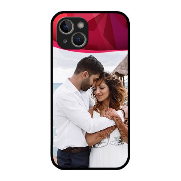 iPhone 14 Plus Custom Glass Mobile Case - Red Abstract Design