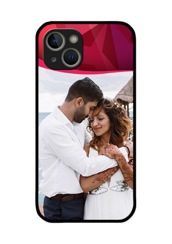 iPhone 14 Plus Custom Glass Mobile Case - Red Abstract Design