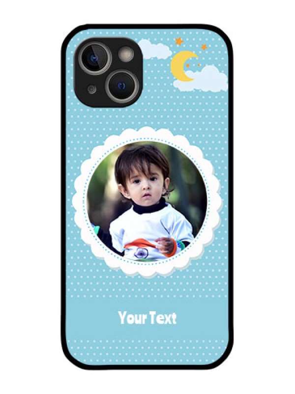 Custom iPhone 14 Plus Personalised Glass Phone Case - Violet Pattern Design