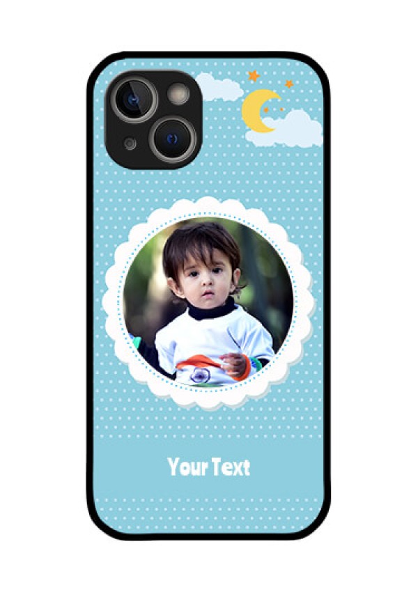iPhone 14 Plus Personalised Glass Phone Case - Violet Pattern Design
