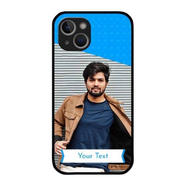 iPhone 14 Plus Photo Printing on Glass Case - Simple Blue Color Design