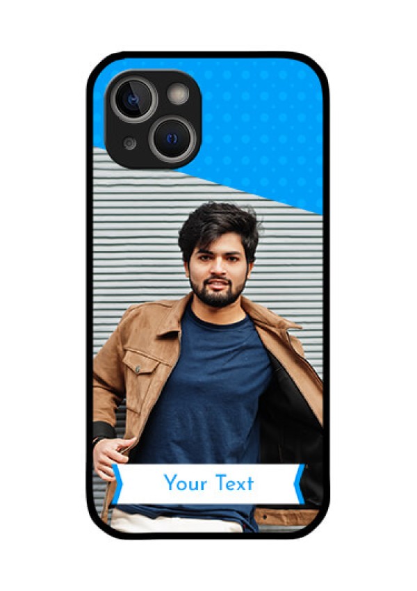 iPhone 14 Plus Photo Printing on Glass Case - Simple Blue Color Design