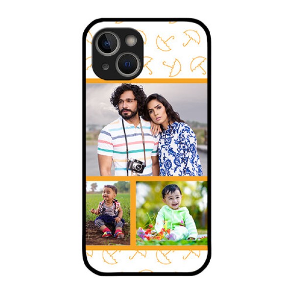 iPhone 14 Plus Custom Glass Mobile Case - Yellow Pattern Design