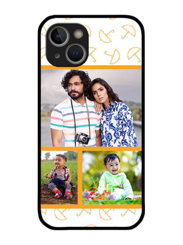 Custom iPhone 14 Plus Custom Glass Mobile Case - Yellow Pattern Design