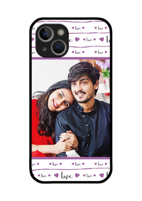 iPhone 14 Plus Custom Glass Mobile Case - Couples Heart Design