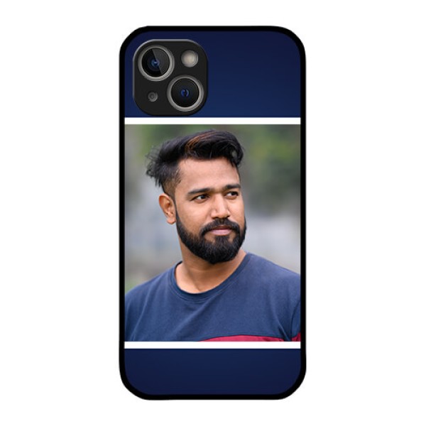 iPhone 14 Plus Personalized Glass Phone Case - Simple Royal Blue Design iPhone 14 Plus Personalized Glass Phone Case - Simple Royal Blue Design