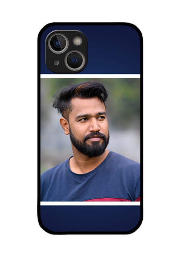 iPhone 14 Plus Personalized Glass Phone Case - Simple Royal Blue Design