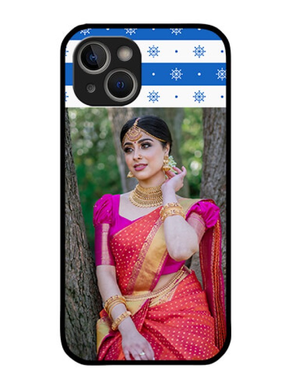 Custom iPhone 14 Plus Photo Printing on Glass Case - Snow Pattern Design