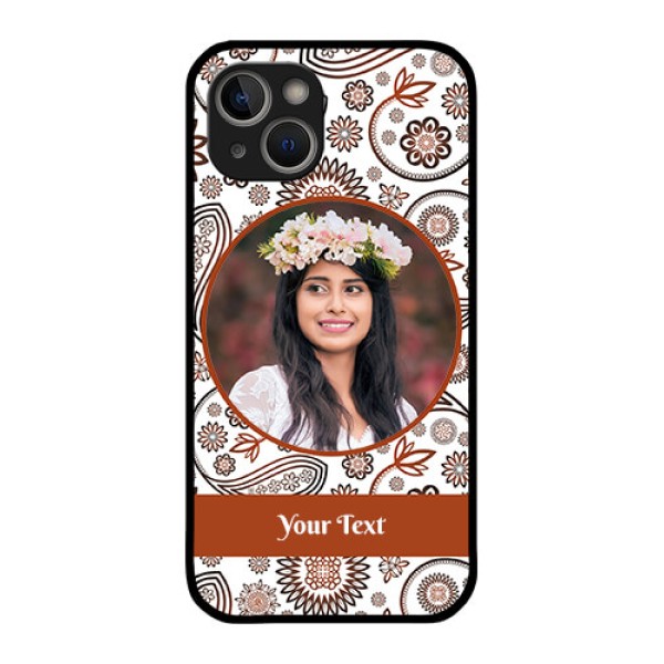 iPhone 14 Plus Custom Glass Mobile Case - Abstract Flower Design