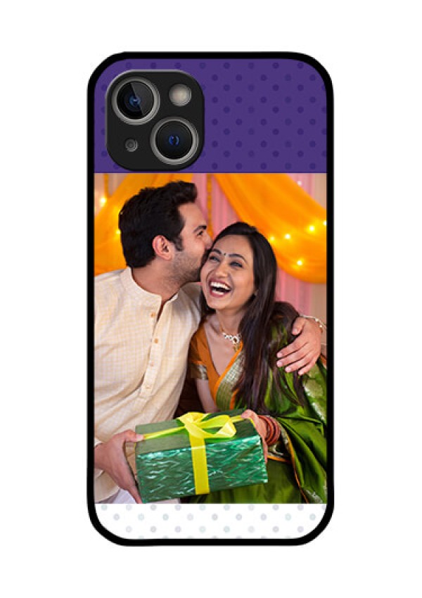 iPhone 14 Plus Personalized Glass Phone Case - Violet Pattern Design