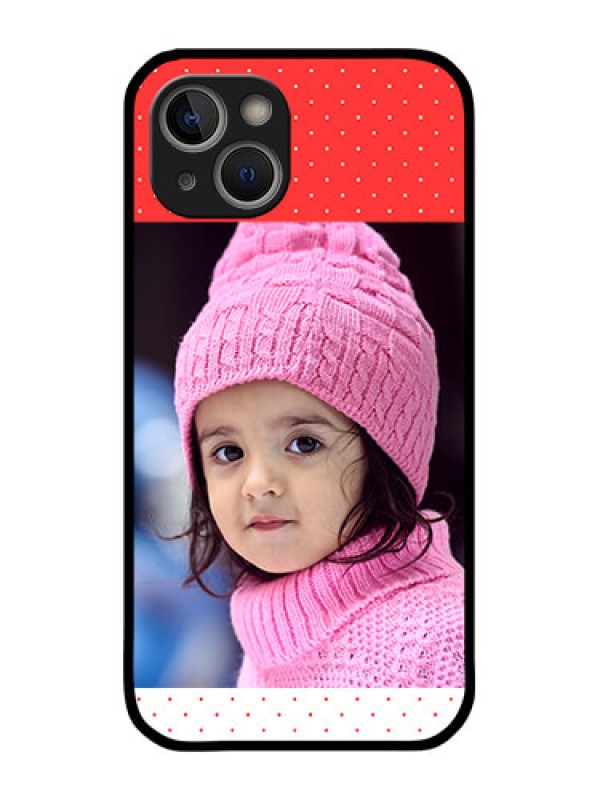 Custom iPhone 14 Plus Photo Printing on Glass Case - Red Pattern Design