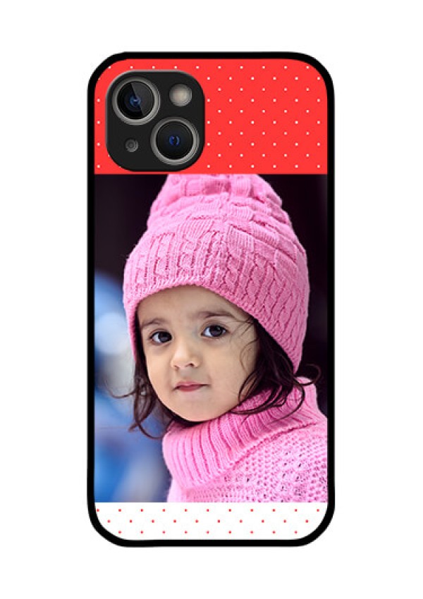 iPhone 14 Plus Photo Printing on Glass Case - Red Pattern Design