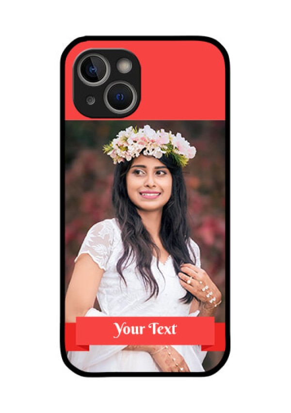 iPhone 14 Plus Custom Glass Phone Case - Simple Red Color Design