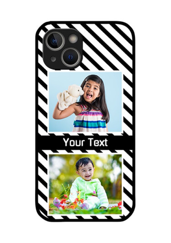 iPhone 14 Plus Photo Printing on Glass Case - Black And White Stripes Design
