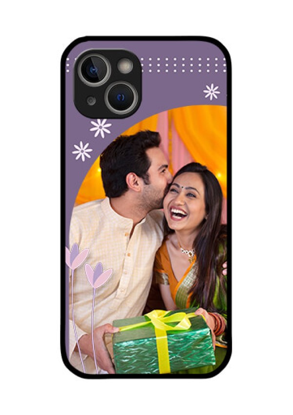 iPhone 14 Plus Custom Glass Mobile Case - Lavender flowers design