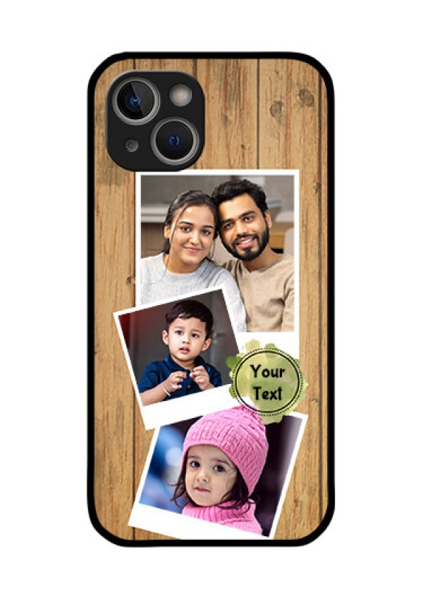 iPhone 14 Plus Custom Glass Phone Case - Wooden Texture Design