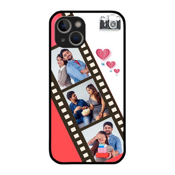 iPhone 14 Plus Personalized Glass Phone Case - 3 Image Holder with Film Reel iPhone 14 Plus Personalized Glass Phone Case - 3 Image Holder with Film Reel