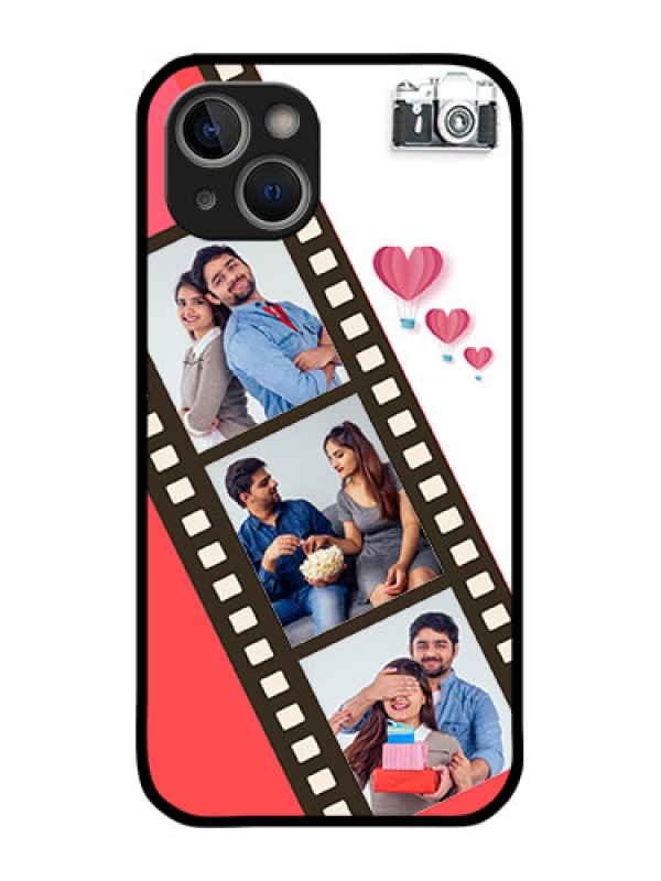Custom iPhone 14 Plus Personalized Glass Phone Case - 3 Image Holder with Film Reel