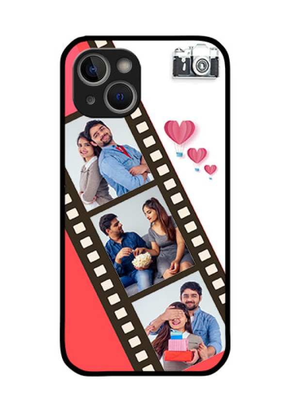 iPhone 14 Plus Personalized Glass Phone Case - 3 Image Holder with Film Reel
