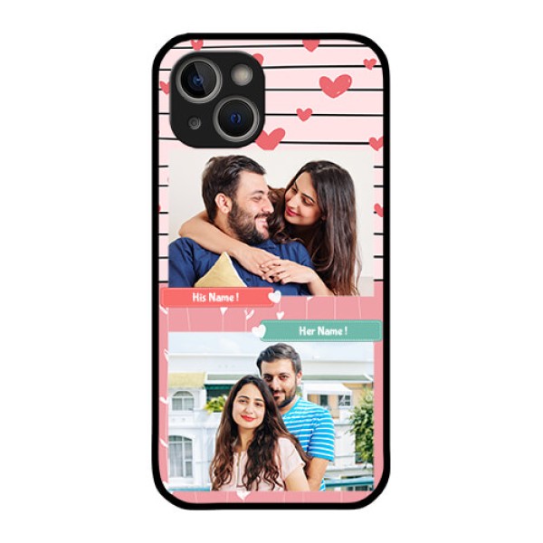 iPhone 14 Plus Custom Glass Mobile Case - Photo with Heart Design iPhone 14 Plus Custom Glass Mobile Case - Photo with Heart Design
