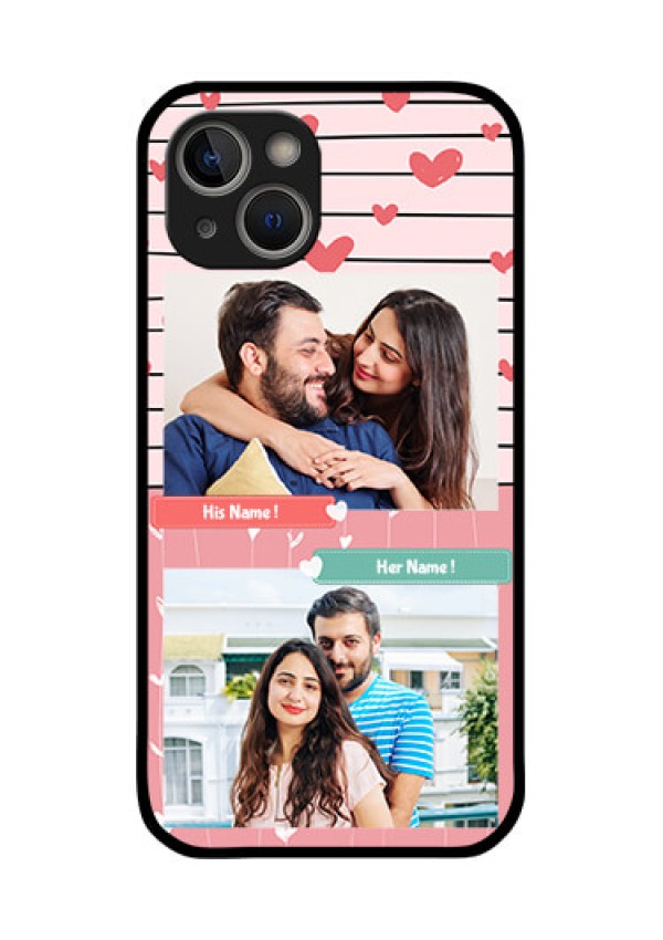 iPhone 14 Plus Custom Glass Mobile Case - Photo with Heart Design